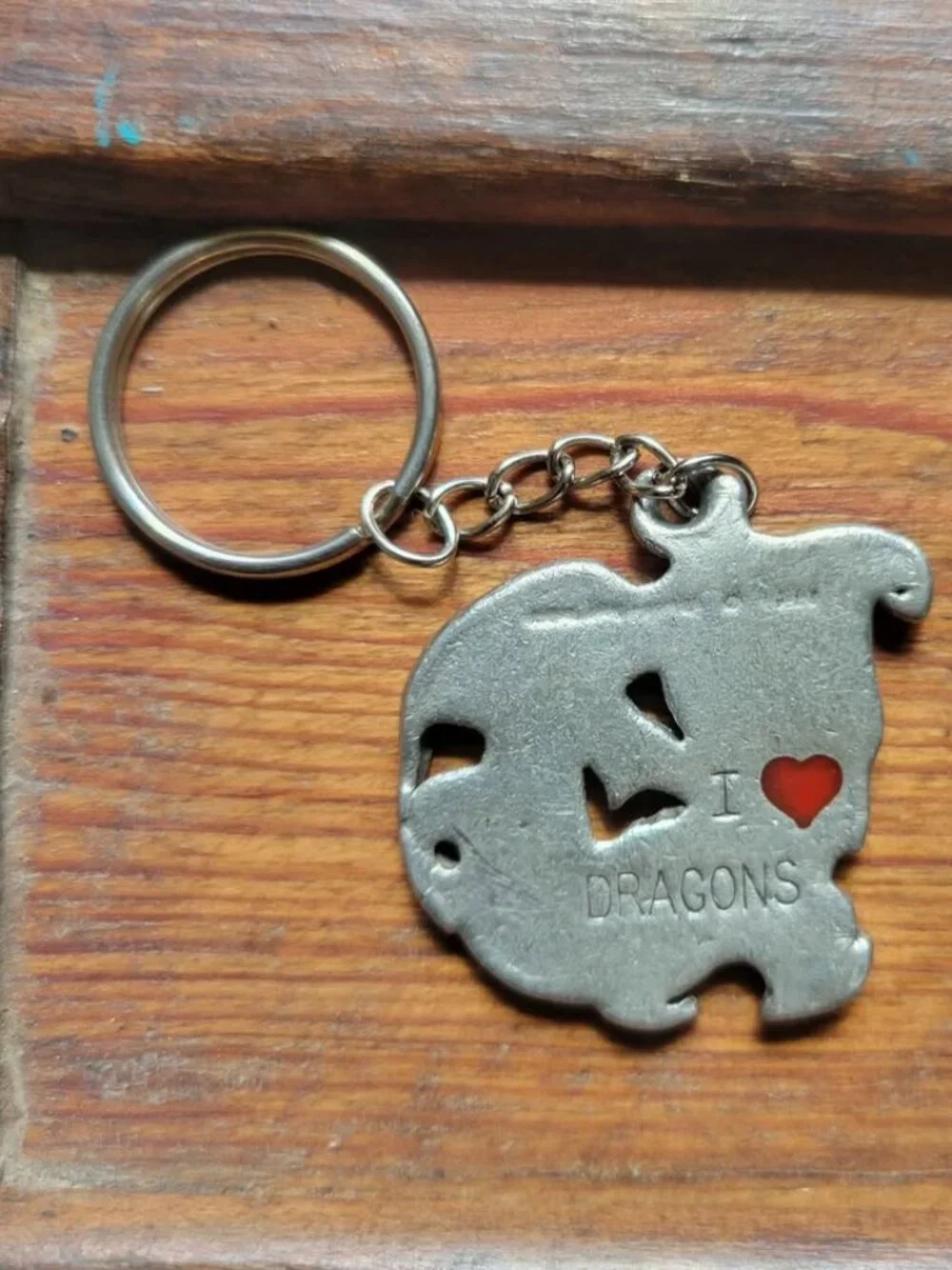 Vintage 1986 Rawcliffe Pewter Dragon Keychain